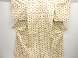 編目模様織り出し手織り紬着物